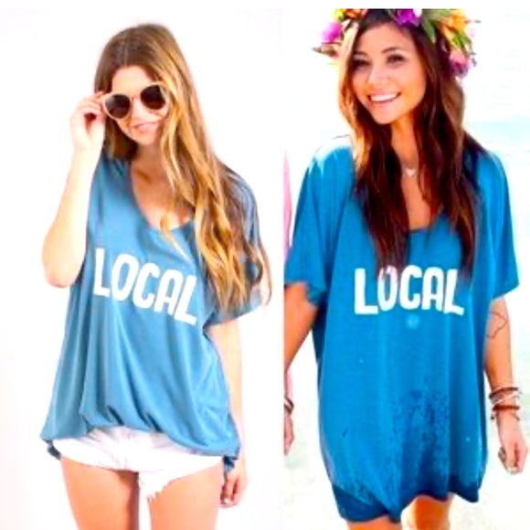 Show Me Your MuMu Tops - MUMU Mellow Benji Small “Local” Oversized Tunic Dress Tee Shirt Short Sleeve